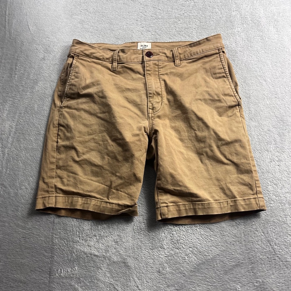 Flint and Tinder 365 Chino Shorts Mens 31 Khaki Tan Twill Casual Summer 7 Inseam